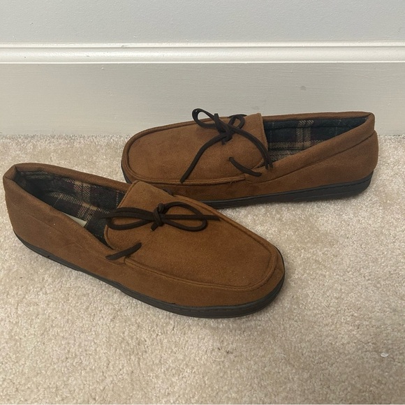 Dearfoam Slippers Dluxe Moccasin  Brown  Size 11/12 Large House Shoes Indoor - Picture 5 of 13